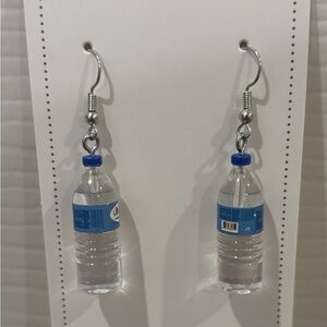 Water Bottle Earrings with Blue Accents